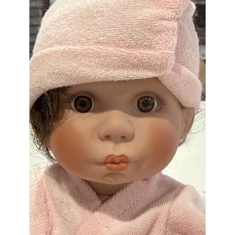 Lee Middleton Original Baby Doll Pink Robe Bonnet 